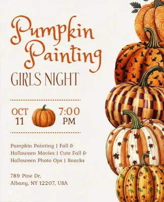Pumpkin Painting Girls Night Event Flyer Template