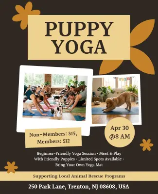Puppy Yoga Class Event Flyer Template