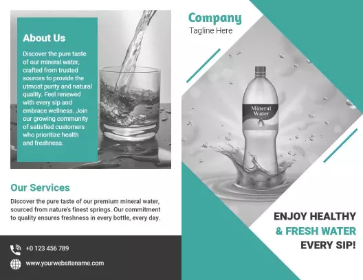 Pure Mineral Water Quality and Freshness Services Brochure Template