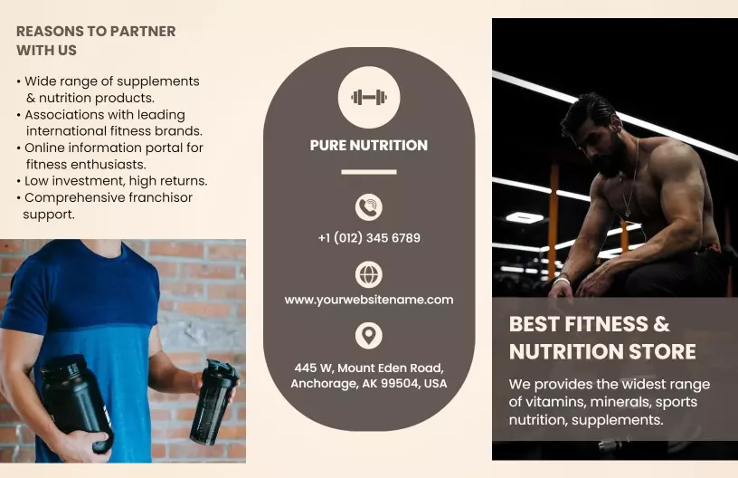 Pure Nutrition Supplements and Fitness Store Brochure Template