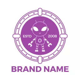 Purple Alien Character Capturing Fun and Imagination Logo Template