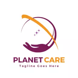Purple and Orange Hand Design Focusing on Planet Care Logo Template