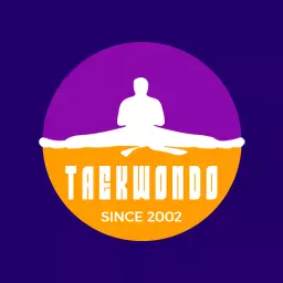 Purple and Orange Taekwondo Symbolizing Martial Arts Expertise Logo Template