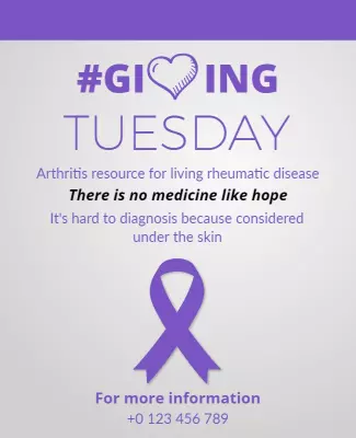 Purple Awareness for Rheumatic Disease Giving Tuesday Poster Template