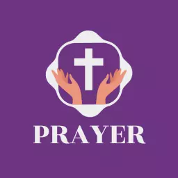 Purple Background with Hands and Cross Symbolizing Prayer Logo Template