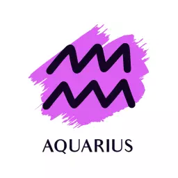 Purple Brush Stroke Design Representing Aquarius Zodiac Logo Template