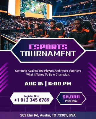 Purple Esports Tournament Flyer Template