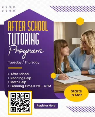 Purple Geometric After School Tutoring Sessions Flyer Template
