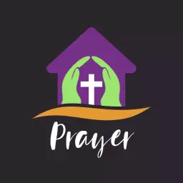 Purple House Design with Hands Representing Community Prayer Logo Template