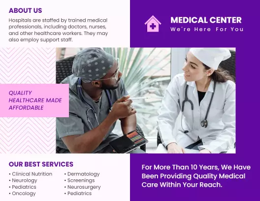 Purple Medical Center Healthcare Services Brochure Template