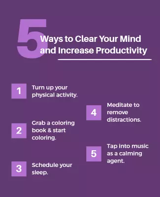 Purple Minimalist Productivity Tips for Mind Clarity Poster Template