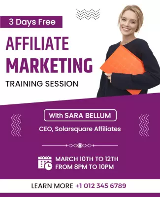 Purple Modern Affiliate Marketing Training Session Poster Template