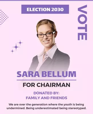 Purple Modern Election Campaign Poster Template