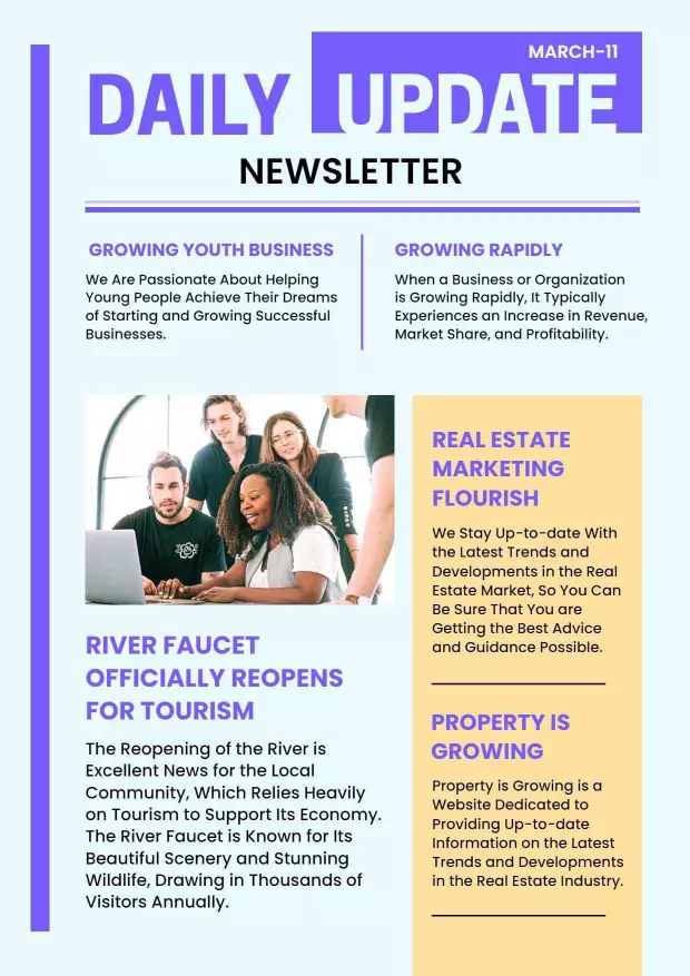 Purple Modern Monthly Update Newsletter Template