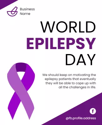 Purple Ribbon Awareness for World Epilepsy Day Poster Template
