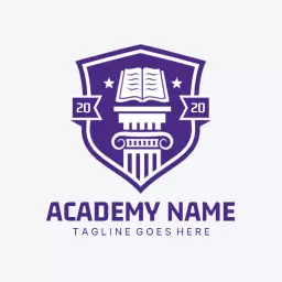 Purple Shield Design Symbolizing Educational Excellence Academy Logo Template