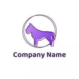 Purple Silhouette of a Pitbull for Pet Services Logo Template