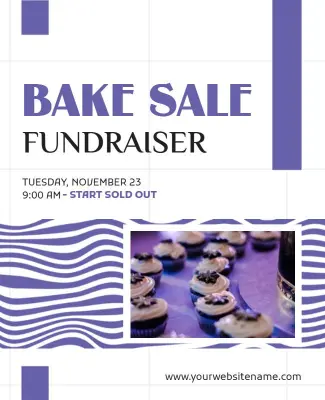 Purple Stripe Bake Sale Fundraiser Event Flyer Template