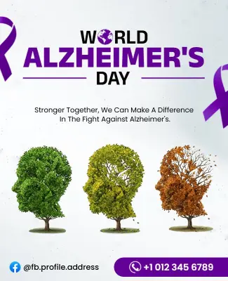 Purple Themed World Alzheimer's Day Awareness Poster Template