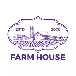 Purple Vintage Design Showcasing Farmhouse Landscape Logo Template