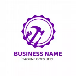 Purple Workshop Logo Featuring Essential Tools for Craftsmen Logo Template
