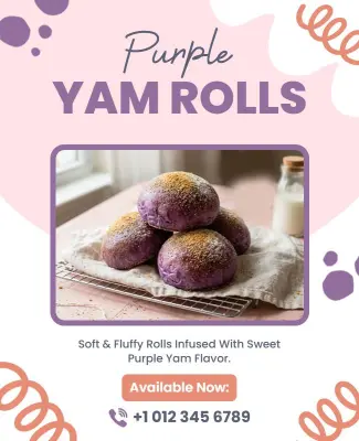 Purple Yam Rolls Promotion Flyer Template