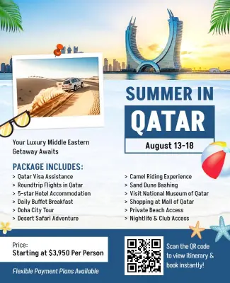 Qatar Summer Vacation Package Flyer Template