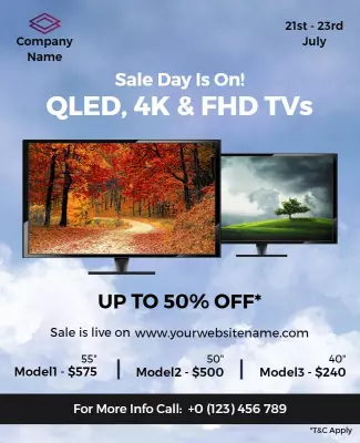 Qled and 4k Tv Sale Promotion Flyer Template
