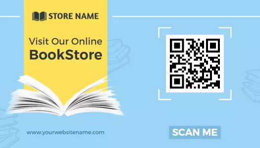 QR Code Enabled Yellow Online Education Bookstore Business Card Template