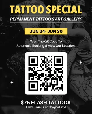 QR Code for Tattoo Booking Special Flyer Template
