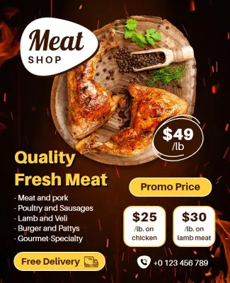 Quality Fresh Meat Promotion Flyer Template