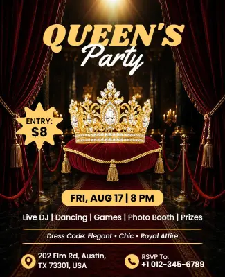 Queen's Party Celebration Flyer Template