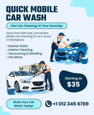Quick Mobile Car Wash Service Flyer Template