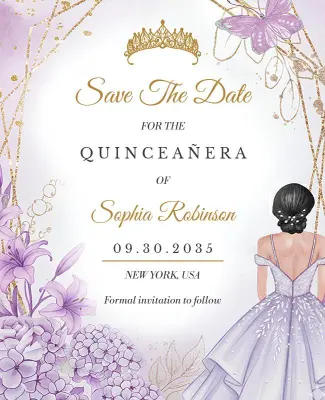 Quinceañera Celebration Save the Date Flyer Template