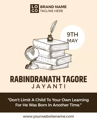 Classic Literature Tribute for Rabindranath Tagore Jayanti Flyer Template