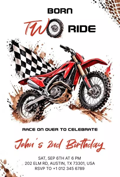 Race to Celebrate John's 2nd Birthday Adventure Invitation Template