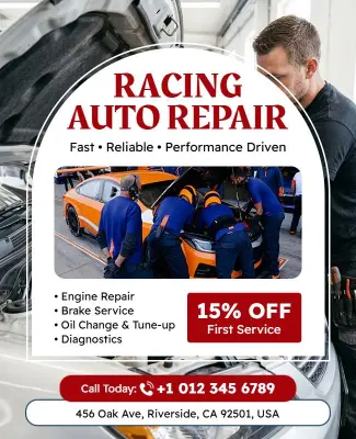 Racing Auto Repair Service Promotional Flyer Template
