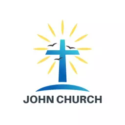 Radiant Blue Cross Design Illuminating Faith in Church Logo Template