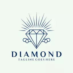 Radiant Blue Diamond with Elegant Sparkling Effects Logo Template