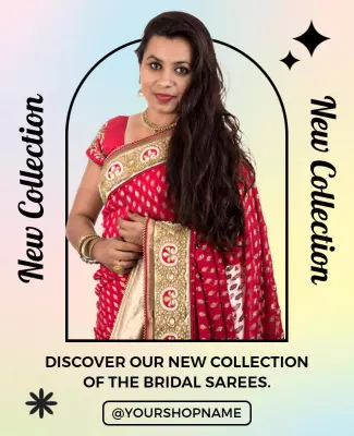 Radiant Pink Bridal Saree Collection Announcement Poster Template