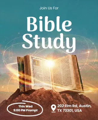 Radiant Spiritual Gathering with Open Bible Study Flyer Template