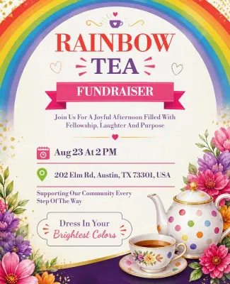 Rainbow Tea Fundraiser Event Flyer Template