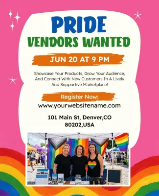Rainbow Theme Pride Vendors Wanted Event Flyer Template