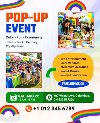 Rainbow Themed Community Pop-up Event Flyer Template