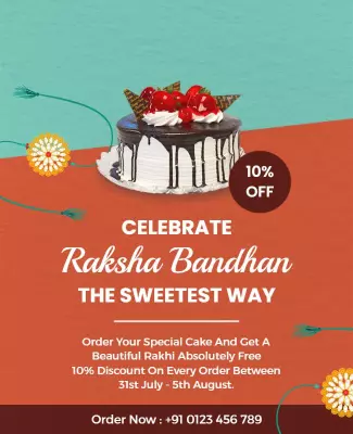 Raksha Bandhan Cake Celebration Flyer Template