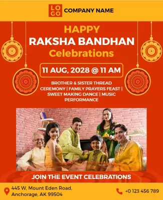 Raksha Bandhan Family Celebration Flyer Template