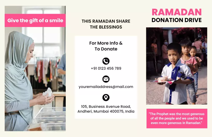 Ramadan Charity Food and Toy Donation Drive Brochure Template