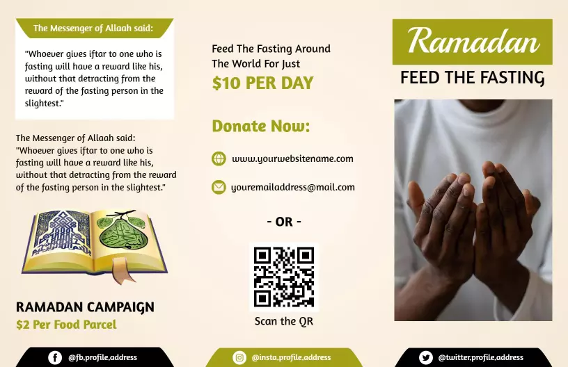 Ramadan Charity Food Parcel Donation Campaign Brochure Template