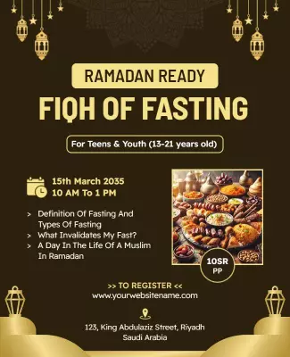 Ramadan Fasting Workshop for Youth Flyer Template