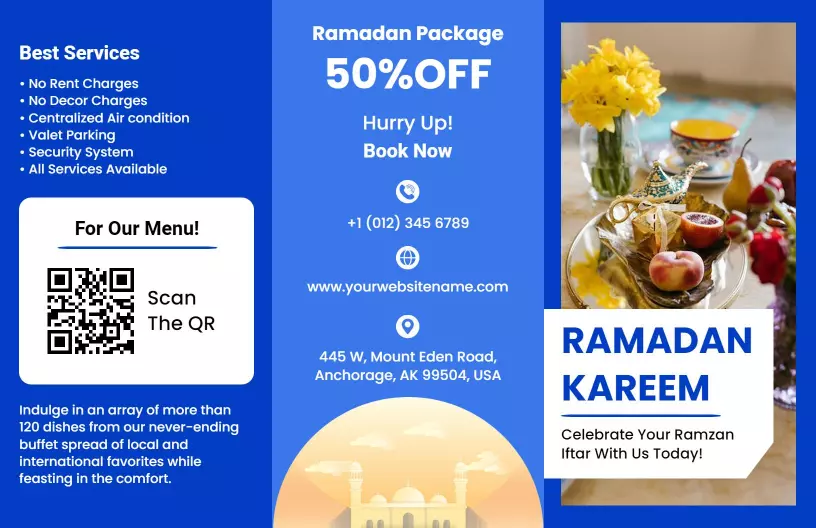 Ramadan Kareem Iftar Celebration Dining Package Brochure Template